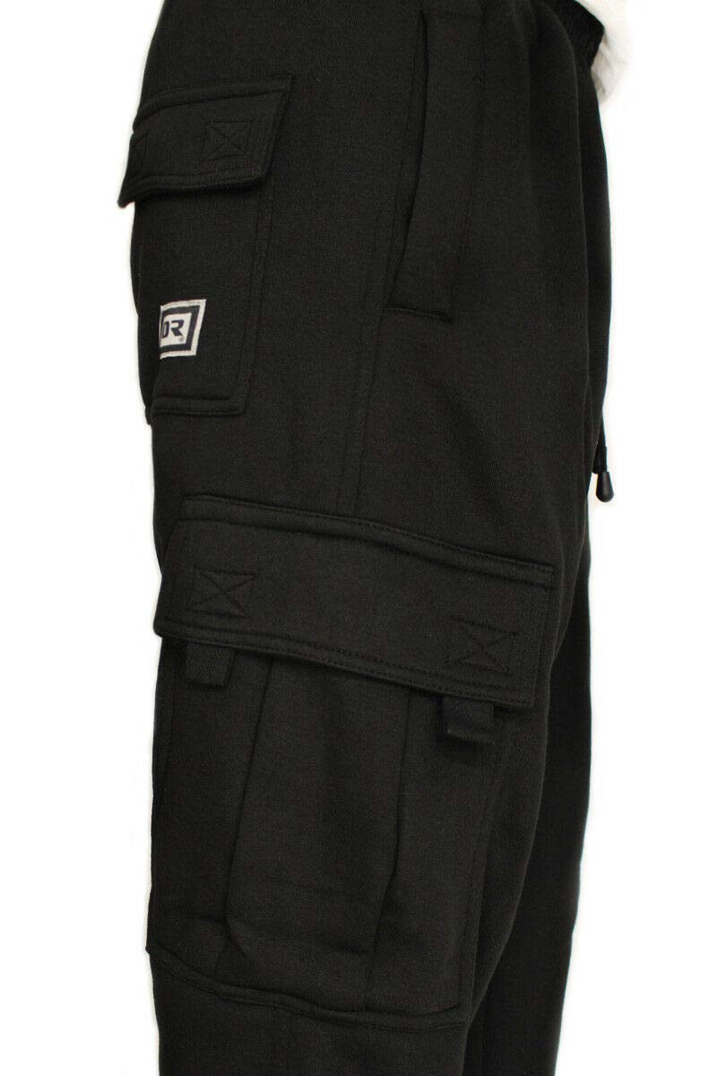 DREAM USA Men's Heavyweight Fleece Cargo Sweatpants, Black, X-Large - Image 3